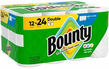 Bounty Select-A-Size Paper Towels. 2-Ply. 82/roll, 12 double rolls/carton.