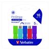 A Picture of product VER-70387 Verbatim® PinStripe USB 3.0 Flash Drive. 16 GB. Assorted Colors. 5/pack.