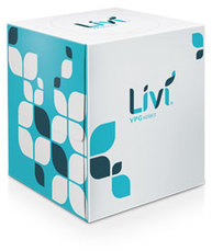 Solaris Livi® VPG Select Cube Box Facial Tissue. 2-Ply. 8.37 X 8.07 in. White. 90 tissues/box, 36 boxes/case.