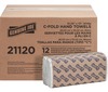 A Picture of product GJO-21120 Genuine Joe Paper C-fold Towels. 1-Ply. White. 200 sheets/pack, 12 packs/case.