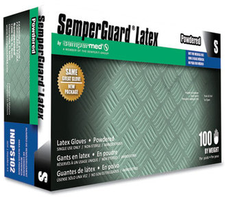 SemperGuard® Powdered Latex Gloves. Size Small. 4 mil. 9.45 in. Cream. 100 gloves/box, 10 boxes/carton.