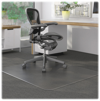 Lorell Rectangular Vinyl Low-Pile Carpeted Floor Chair Mat. 60 X 46 in. Clear.