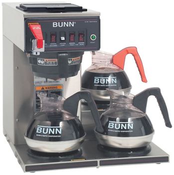 BUNN® CWTF-3 Three Burner Automatic Coffee Brewer,  Stainless Steel, Black