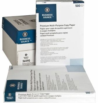 Business Source Acid-Free Premium Multipurpose Copy Paper. 20 lb. 92 brightness. 11 X 17 in. White. 500 sheets/ream, 5 reams/carton.