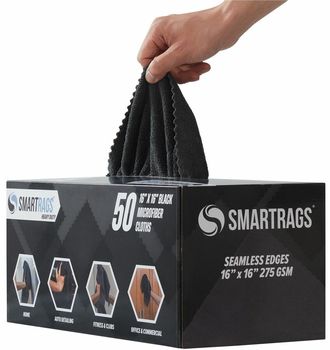Monarch Smart Rags Microfiber Cloths. 16 X 16 in. Black. 50/box.