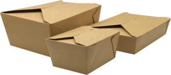 CrystalWare GoPack #4 Kraft Folded Takeout Boxes. 40/pack, 4 packs/case.