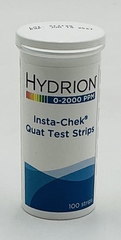 Quat Disinfectant Check Test Strips.  100 Strips/Tube.