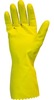 A Picture of product 280-307 Gloves.  Flock Lined Latex.  X-Large Size.  18 Mil Thick.  Yellow Color.