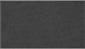 Waterhog™ Squares Classic Border Entrance-Scraper/Wiper-Indoor/Outdoor Mat with Smooth Back. 3 X 16 ft. Charcoal.