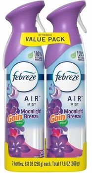 Febreze® AIR™ Aerosol Spray. 8.8 oz. Gain Moonlight Breeze scent. 2 cans/pack.