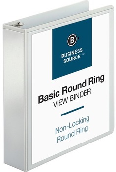 Business Source 2-Inch Round-Ring View Binder with 475 Letter-Size Sheet Capacity.