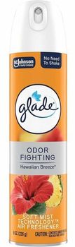 Glade® Air Freshener Spray. 8 fl oz. Hawaiian Breeze, Fresh Linen Scent. 6/carton.