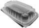 A Picture of product ECO-PVS205BK EcoView 1-Compartment Hinged Container with Vented Lid. 9.76 X 6.54 X 3.31 in. Black and Clear. 280/case.