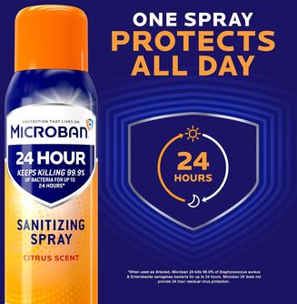 Microban 24-Hour Disinfectant Sanitizing Spray, Citrus, 15 oz Aerosol Can 6/Case
