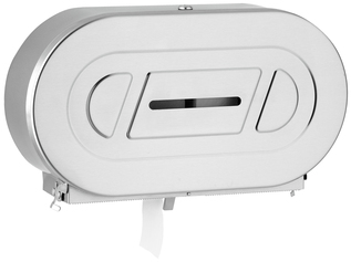 Bobrick Stainless Steel Two-Roll Jumbo Toilet Tissue Dispenser,  Stainless Steel,Jumbo,20-13/16Wx5 15/16Dx11-3/8H