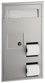 ClassicSeries® Partition-Mounted Seat-Cover Dispenser, Sanitary Napkin Disposal and Toilet Tissue Dispenser