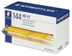 Staedtler Woodcase Pencil, HB (#2). Black Lead, Yellow Barrel. 144 pencils/pack.