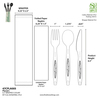 A Picture of product FIS-47CPLA005 Planet Plus Wrapped CPLA Leaf Style Cutlery Kits with Fork, Spoon, Knife, and Napkin. 6.5 in. White. 250/case.