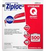 A Picture of product SJN-364899 Ziplock Double Zipper Food Storage Bags. Quart Size. 7 X 7.75 in. Clear. 500/box.