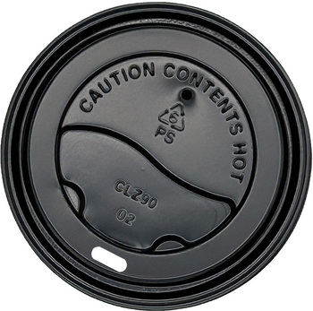 Empress Travel Lid PS for 10-24 oz. Paper Hot Cups. 90 mm. Black. 10 packs, 100 cups/pack.
