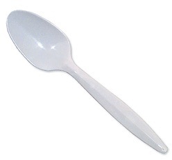 Crystalware Medium Weight Polypropylene Teaspoon. White. 1000/case.