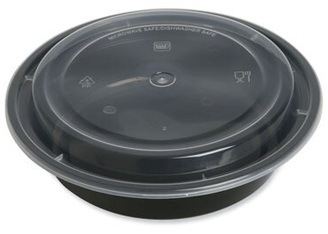 Empress Round Combo Containers with Base and Lid. 24 oz. 7 in. Black and Clear. 150/case.
