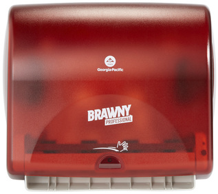 Brawny™ Professional Automated Shop Towel Dispenser, Crimson