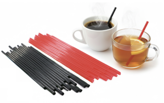 Crystalware Sip N Joy Coffee Sip Stirrers. 5 in. Black. 1000 stirrers/pack, 10 packs/case.