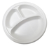 A Picture of product ECO-AP91253 Ecopax Apollo Institutional 3-Compartment Foam Plates. 9 in. 125 plates/sleeve, 4 sleeves/case.