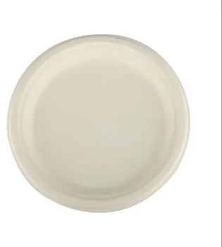 Crystalware Compostable Bagasse Plates. 9 in. 125/pack, 4 packs/case.