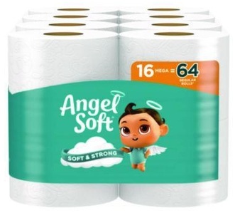 Angel Soft® Septic Safe Mega Toilet Paper. 2-Ply. White. 320 sheets/roll, 16 rolls/pack.