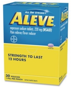 Aleve® Pain Reliever Tablets Refill Packs. 1 tablet/packet, 30 packets/box.