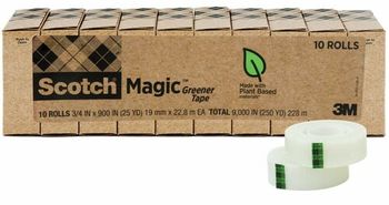 Scotch® Magic™ Greener Tape,  3/4" x 900", 1" Core, 10/Pack