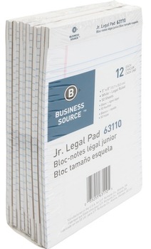 Business Source Jr. Legal Writing Pads. 8 X 5 in. 50 sheets/pad.
