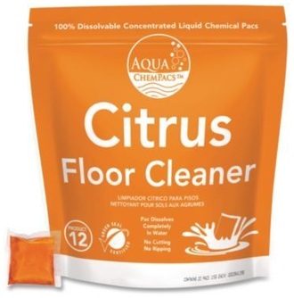 Diversey™ Aqua ChemPacs Citrus Floor Cleaner, Citrus Scent, 100 ChemPacs/Pack