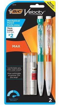 Velocity Velocity Max Mechanical Pencil, 0.9 mm Black, Refillable & Retractable, 2 per pack.