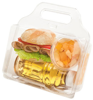Atrium™ Lunch Boxes with Handles. 7.73 X 7.48 X 3.62 in. Clear. 100/Case.