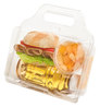 A Picture of product WNA-21552 Atrium™ Lunch Boxes with Handles. 7.73 X 7.48 X 3.62 in. Clear. 100/Case.