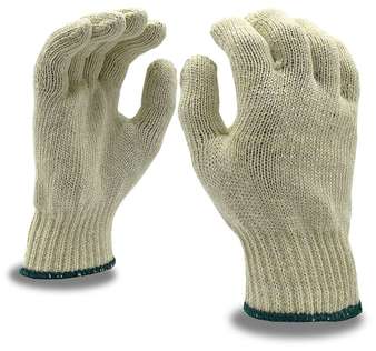 Cordova Standard Weight Polyester/Cotton Work Food-Safe Gloves. Size Large. Natural color. 12 pairs/pack.