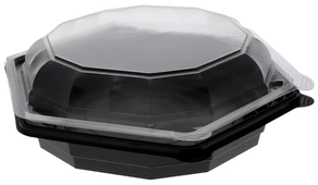 ClearView® SmartLock® 9" Hinged Lid Container. Black/clear, 110/Case