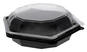 A Picture of product 329-364 ClearView® SmartLock® 9" Hinged Lid Container. Black/clear, 110/Case
