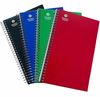 A Picture of product UNV-66414 Business Source Wirebound Notebook 3-Subject, Medium/College Rule, Assorted Cover Colors, (120) 9.5 x 6 Sheets, 4/Pack