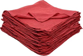 50 Pack 15” x 15” Red Shop Towel Extra Large  Premium 100% Cotton Cleaning Towel for Oil, Fluids and Spills Washable, Packaged in USA