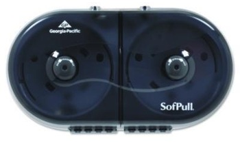 Georgia Pacific® Professional SofPull Mini Center-Pull Twin-Roll Bath Tissue Dispenser, 16.38 x 7.2 x 9.3, Smoke