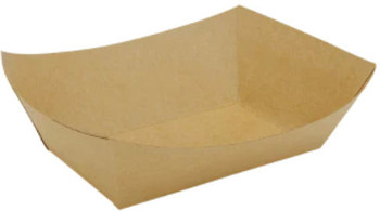 Crystalware Kraft Paper Boat Food Trays. 1 lb. Brown. 250 trays/bag, 4 bags/case.