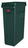 A Picture of product RCP-1956186 Rubbermaid® Commercial Slim Jim® with Venting ChannelsSlim Jim Receptacle with Venting Channels, Rectangular, Plastic, 23 gal, Dark Green