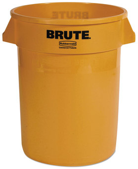 BRUTE® Round Brute Container, Plastic, 32 gal, Yellow