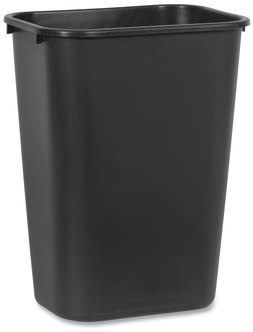 Rubbermaid® Commercial Deskside Plastic Wastebasket,  Rectangular, 10 1/4 gal, Black