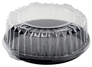 Platter Pleasers PETE 12 inch Dome Lids with Nesting Ring. Clear. 50 lids/case.
