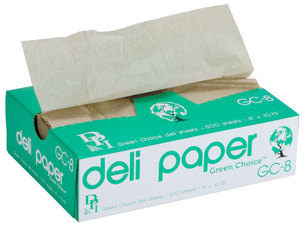 Durable Packaging 8" x 10 3/4" Green Choice Interfolded Kraft Unbleached Brown Soy Wax Deli Sheets - 6000/Case